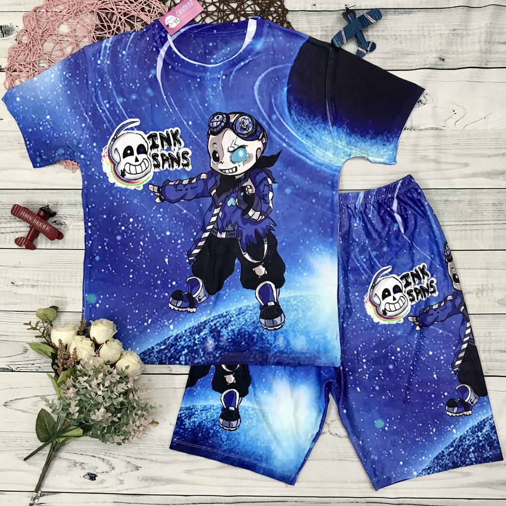 Đồ bộ bé trai, bộ thun lạnh in 3D hình Sans, Error Sans, Ink Sansho mịn mát size đại từ 10kg - 57kg