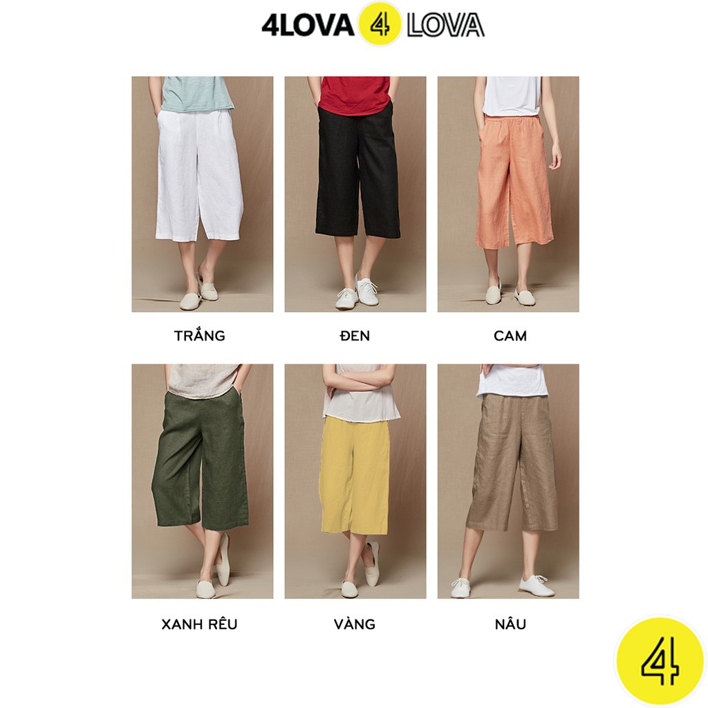 Quần lửng ống rộng culottes 4LOVA chất vải đũi xước cao cấp thoáng mát diện hè cho nữ