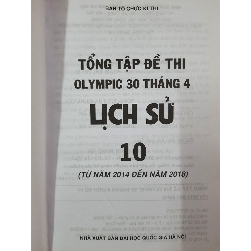 Sách - Tổng tập Đề thi olympic 30 tháng 4 Lịch sử 10 ( Từ năm 2014 đến năm 2018 )