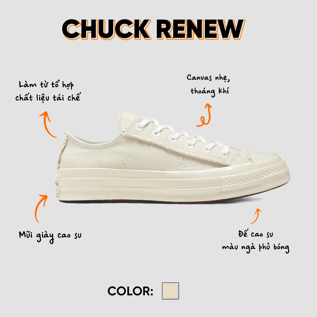 Giày sneaker  conversee chuck renew - phối màu cream white cực đẹp- sản phẩm TOP 1 thịnh hành 2020