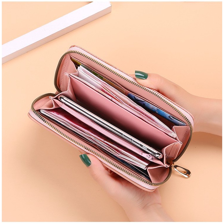 Ví nữ dài cầm tay da vân cá sấu cao cấp bỏ vừa điện thoại nhiều ngăn thẻ tiện dụng HX128