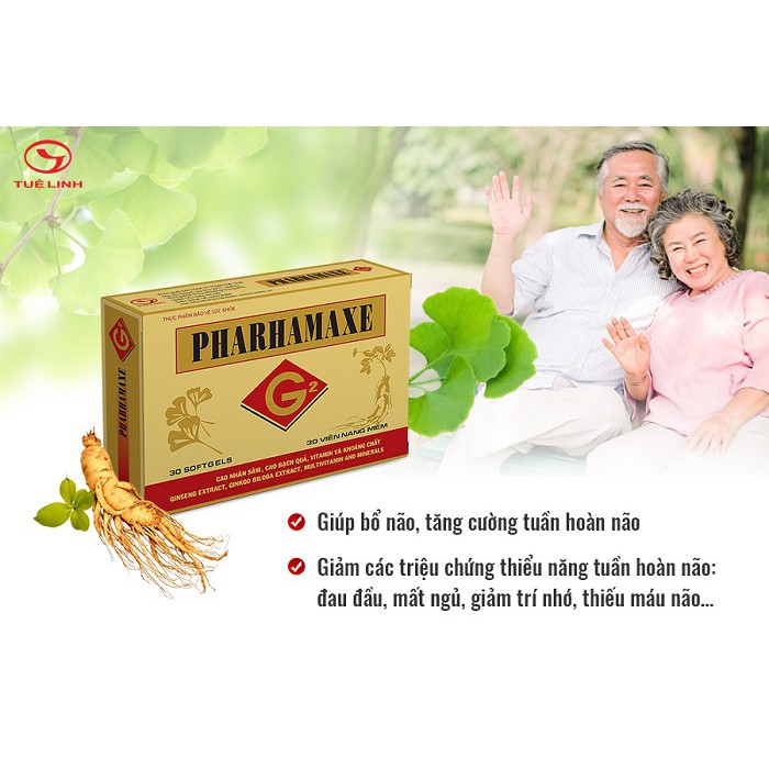 ✅Viên bổ não Pharhamaxe G2  - Tăng tuần hoàn não, hoạt huyết, dưỡng não, giảm đau đầu, mất ngủ - Hộp 30 viên