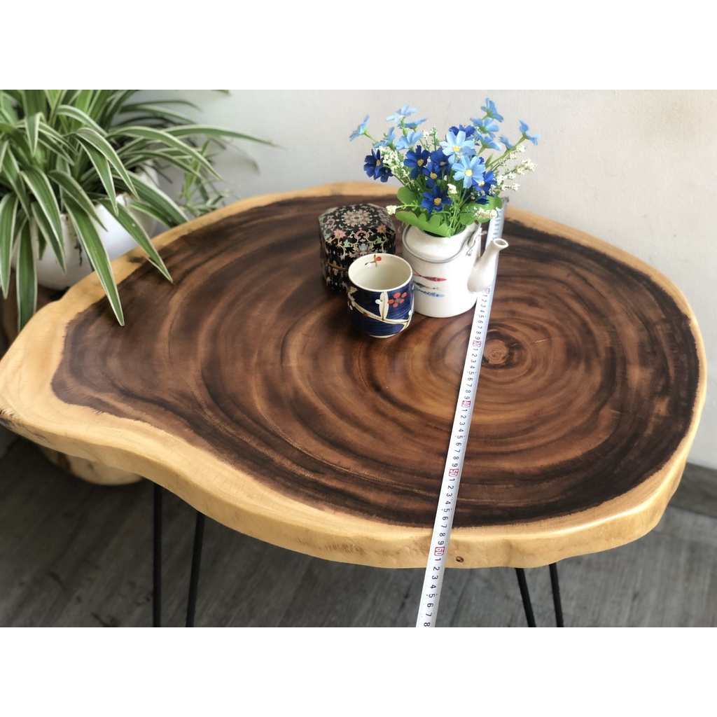 Bàn cà phê, sofa, bàn trà gỗ me tây DÁNG LẠ tự nhiên Đk 65-75cm-Vít lục giác dễ lắp ráp
