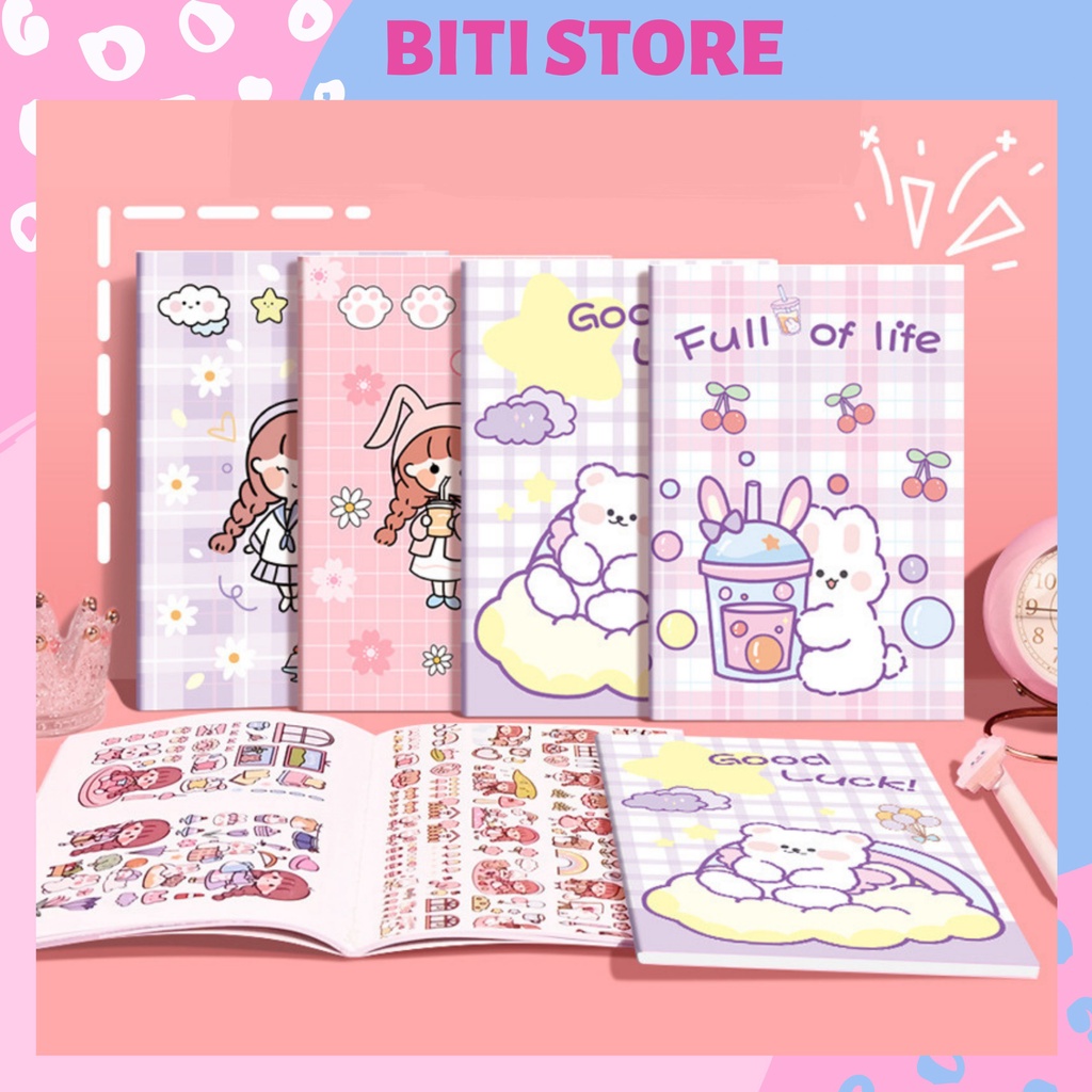 Sổ Chiết Lưu Trữ Sticker, Lưu Trữ Washi Khổ A5 Bìa Họa Tiết Hoạt Hình Xinh Xắn BiTi Store