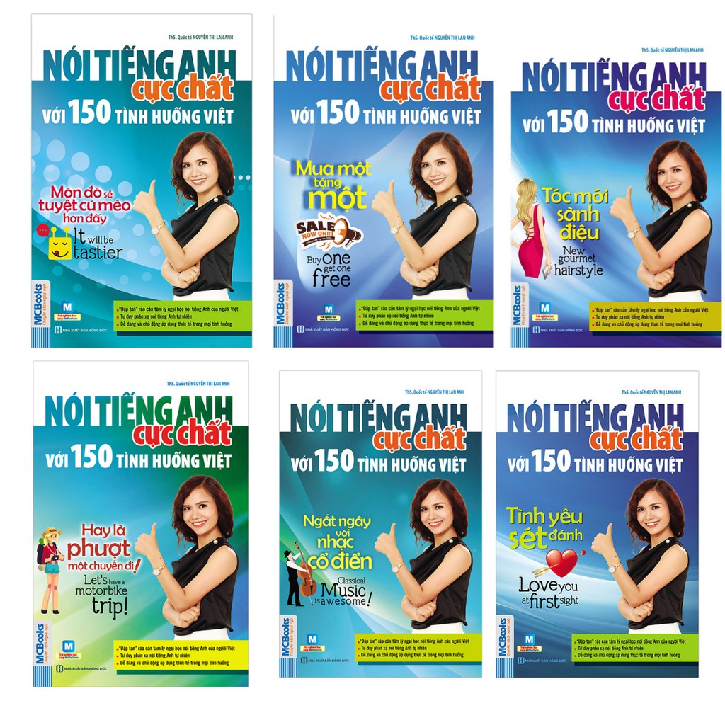 Sách - Combo Nói tiếng Anh cực chất với 150 tình huống Việt ( Trọn Bộ 6 Cuốn - Học Nghe Qua App MCBooks )