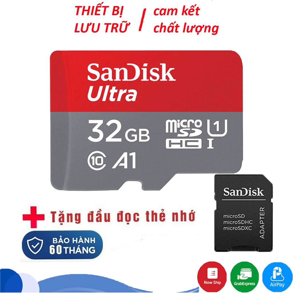 Thẻ nhớ  Micro SD 32GB SanDisk Ultra Class 10, Tốc độ 100MB/s | BH 5 năm 1 đổi 1 | BigBuy360 - bigbuy360.vn