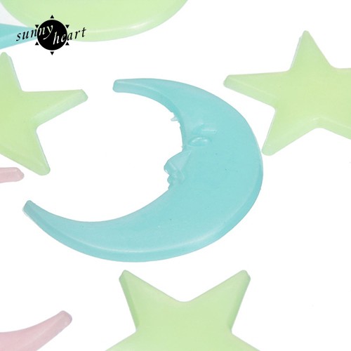 20 Miếng Dán Tường Hình Mặt Trăng Và Ngôi Sao Hiệu Ứng Dạ Quang