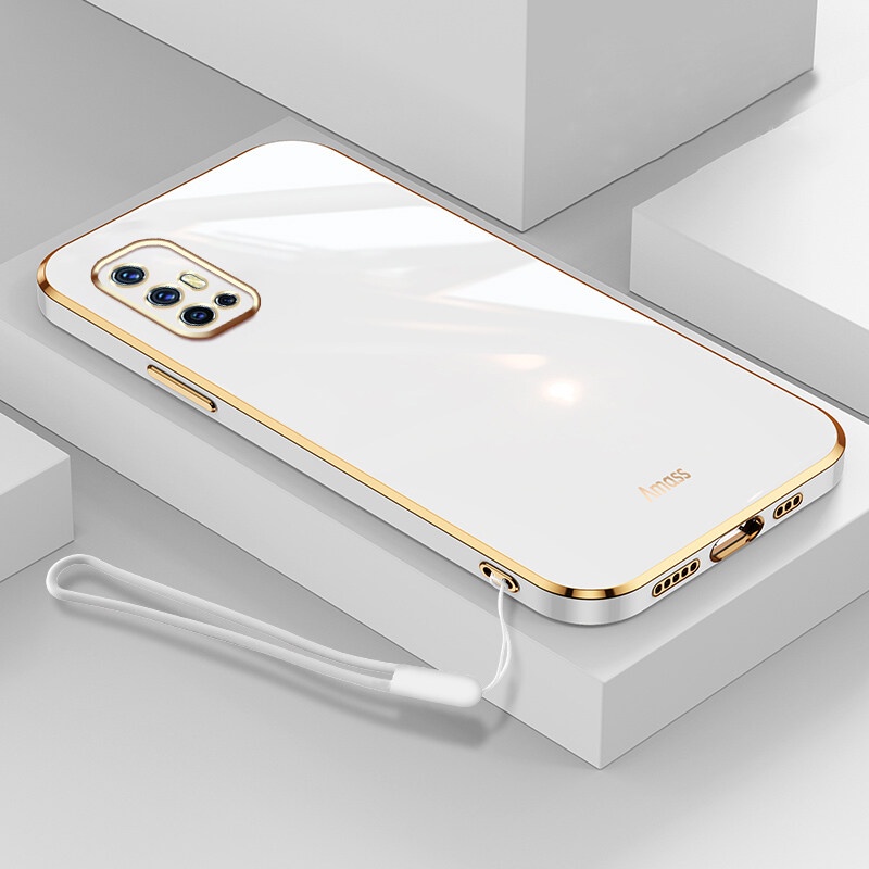 Ốp Điện Thoại Silicone Mạ Viền Sang Trọng Kèm Dây Đeo Cho Vivo V17 V19 Neo