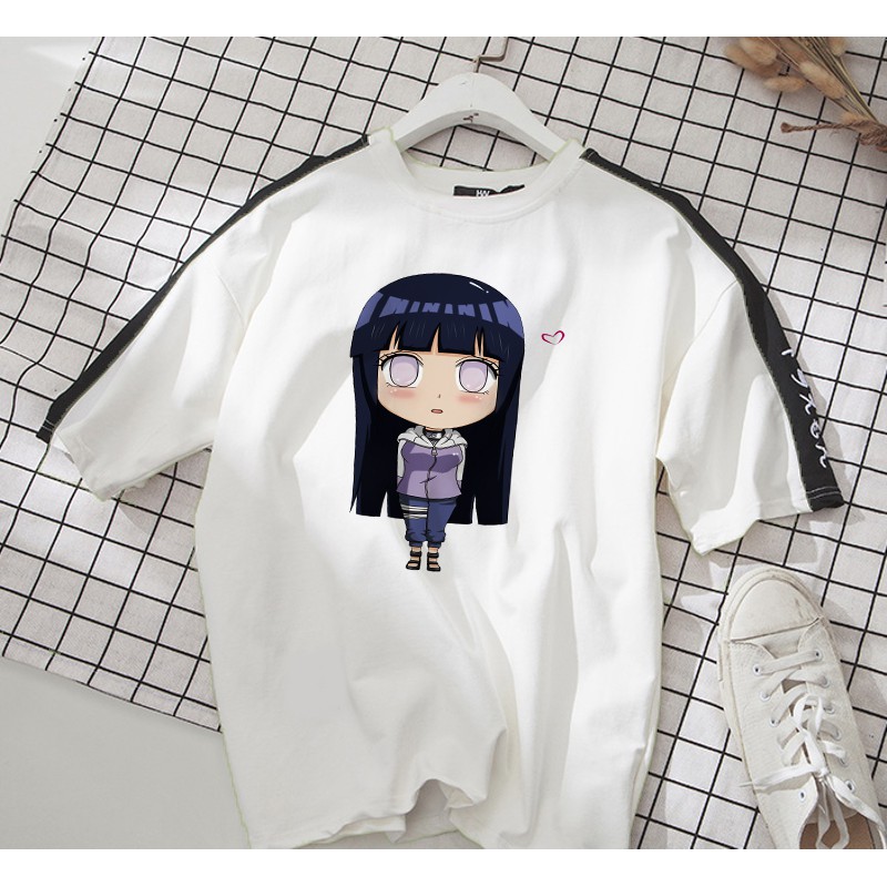 Áo thun Cotton Unisex - Nhân vật Hinata - Naruto - Chibi - Hinata đỏ mặt