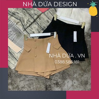 Chân váy chữ A màu đen nude cúc bọc kèm quần lót trong kín đáo hack chân dài - chân váy đẹp Nhà Dứa