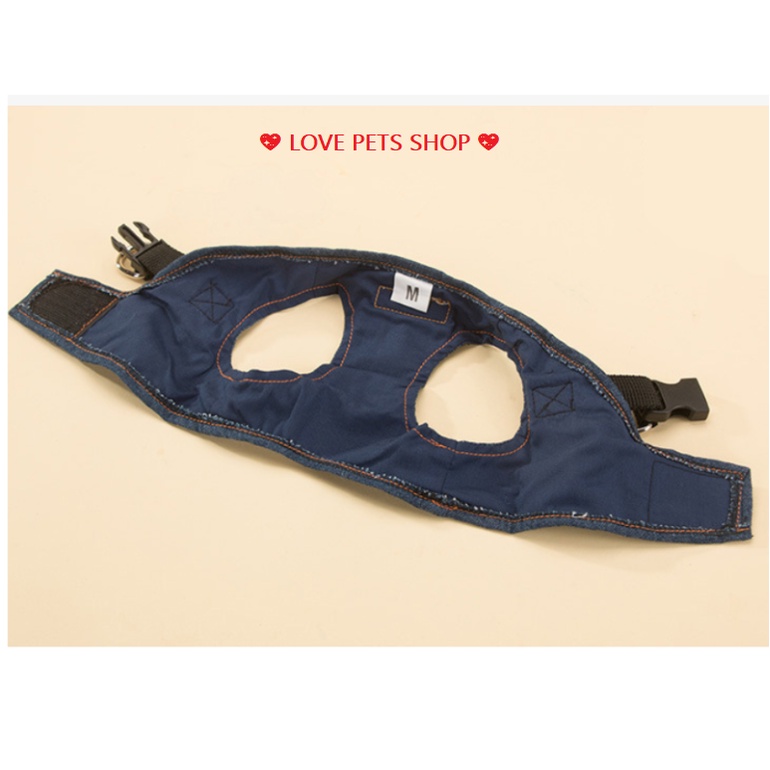 BỘ DÂY DẮT CHÓ KÈM YẾM BẰNG VẢI JEAN (KHÔNG CHỌN SIZE THEO SỐ KG Ạ)-  LOVE PETS SHOP
