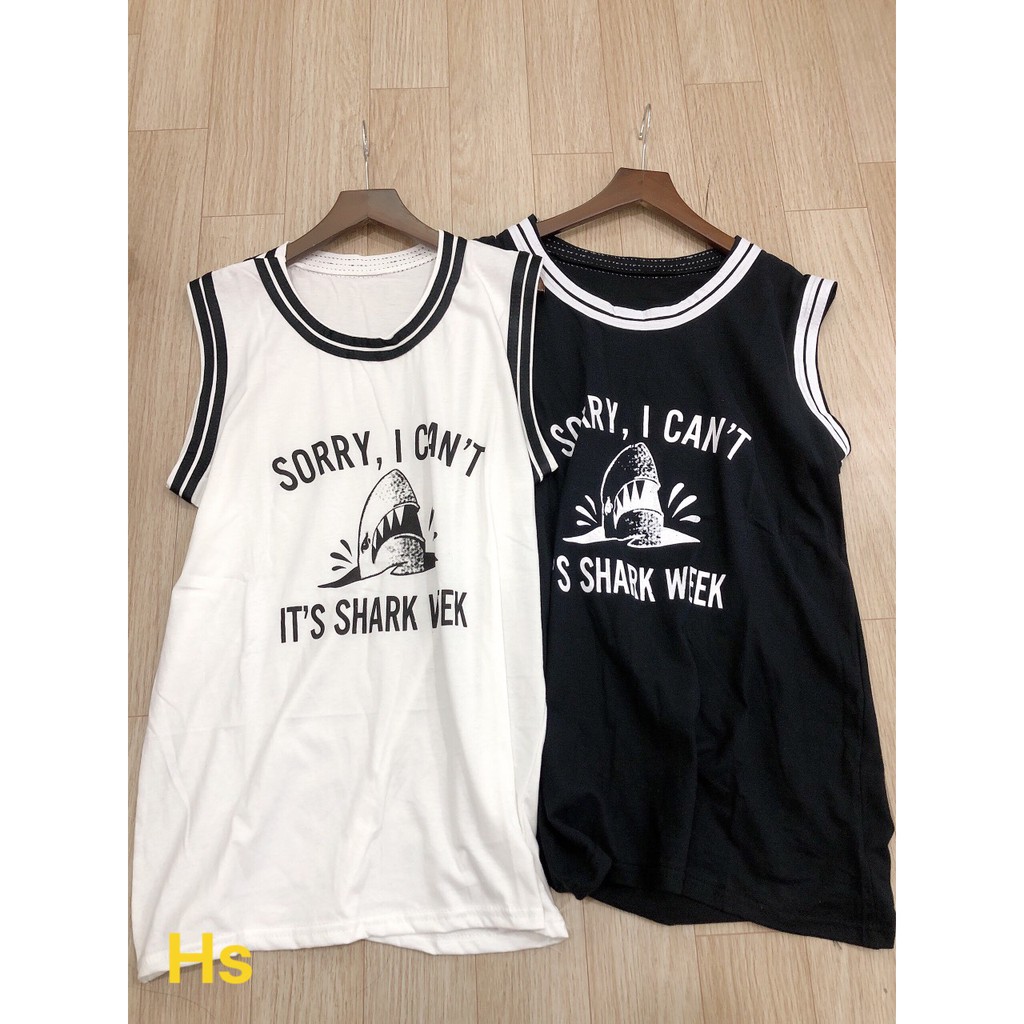 [Mã APWARN20 hoàn 20k xu đơn 0đ] Unisex Áo Ba Lỗ Nam Nữ Tank Top Đẹp Cảnh Báo Cá Mập | BigBuy360 - bigbuy360.vn