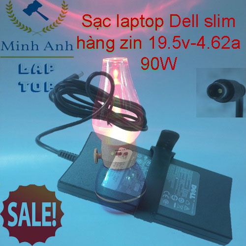 Sạc Laptop Dell 19.5V - 4.62A - 90W Slim (mỏng)  - Chân Kim to chính Hãng