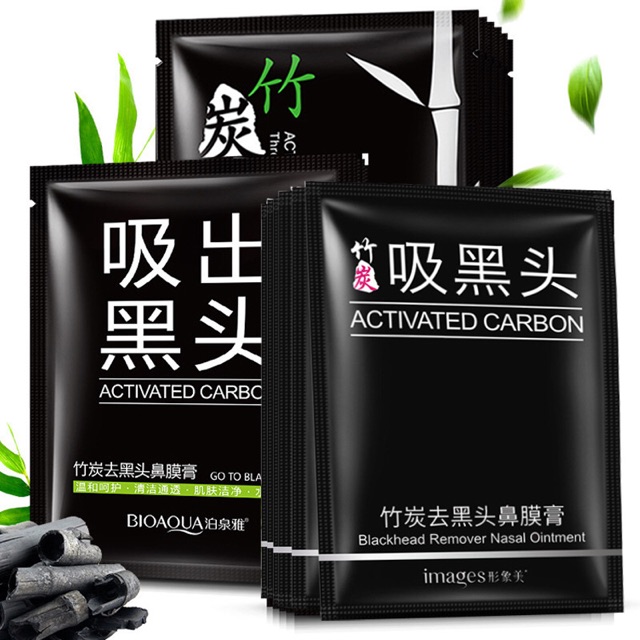 [RẺ VÔ ĐỊCH]  Mặt nạ lột mụn đầu đen ở mũi chiết xuất than tre Bioqua | Thế Giới Skin Care