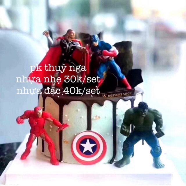 BỘ ANH HÙNG AVENGER 4 MÓN TRANG TRÍ BÁNH KEM