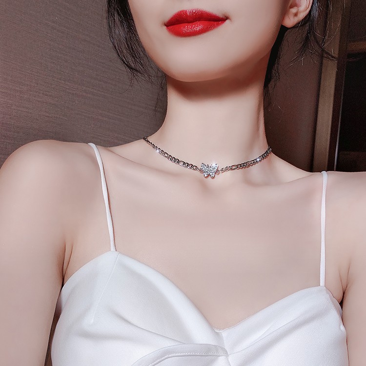 Dây chuyền choker bạc đính đá xinh cho nữ phong cách cá tính MCK5 - Trang sức phụ kiện vòng cổ 2021