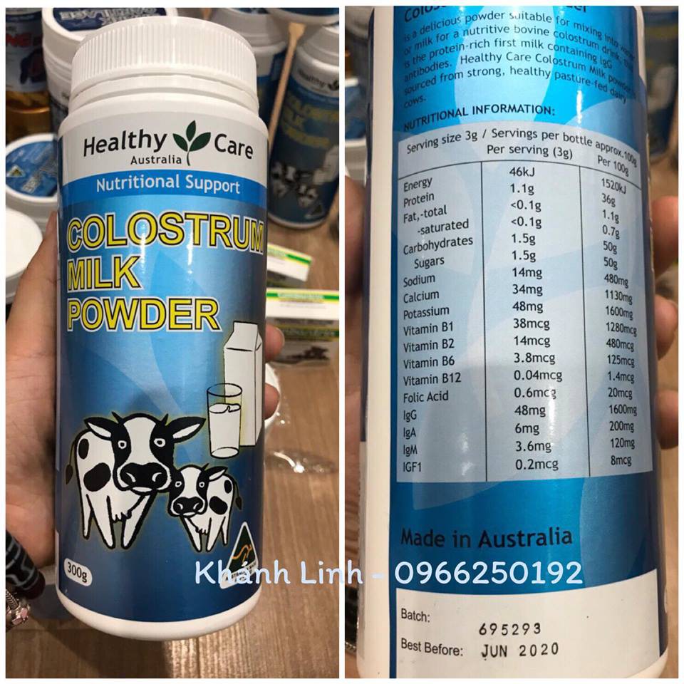 Sữa bò non Colostrum Healthy Care 300g Úc
