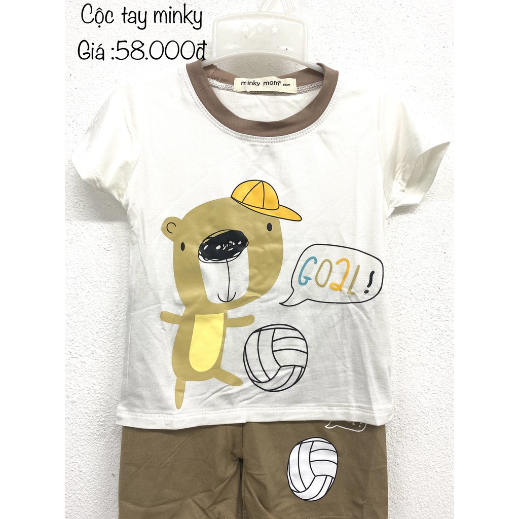 Bộ quần áo cộc tay chất vải thun lạnh cho bé từ 5kg đến 18kg Minkey Mom