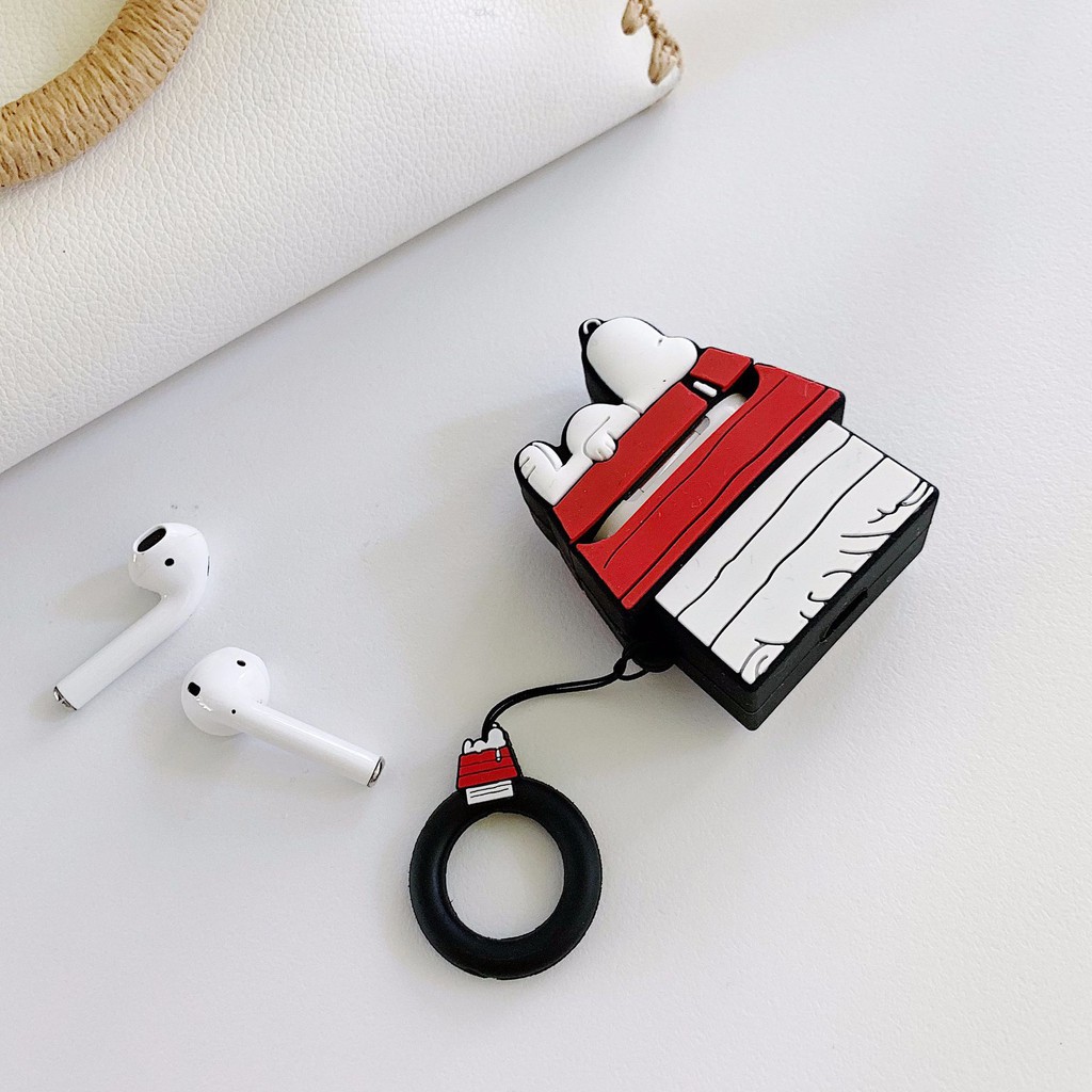 Vỏ silicon bảo vệ hộp sạc tai nghe bluetooth không dây airpods 1/2/pro hình ngôi nhà và chú chó Snoopy