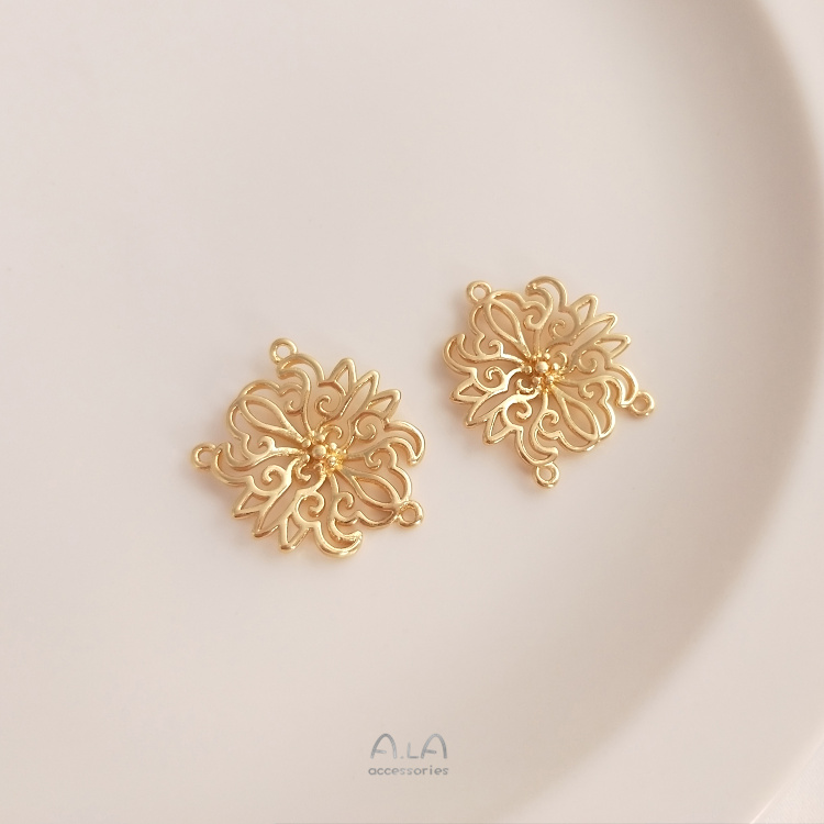 [Little Blu] Mặt Dây Chuyền Tua Rua Đồng Mạ Vàng 14K Tự Làm Trang Sức Cổ Điển