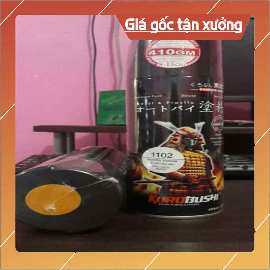 1102 _ Chai sơn xịt sơn xe máy Samurai 1102 màu vàng ánh kim tuyến Honda _ Yellow honda _shop uy tín, giao hàng nhanh