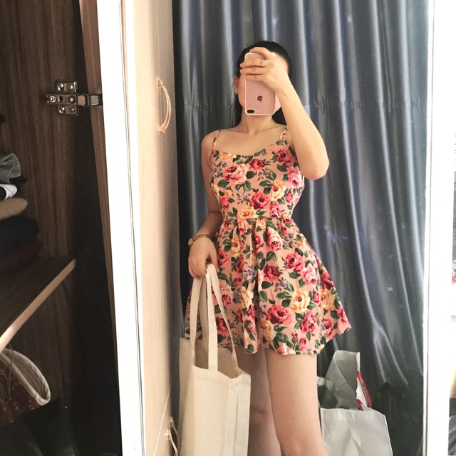 Đầm chấm bi dáng dài 2hand Korea