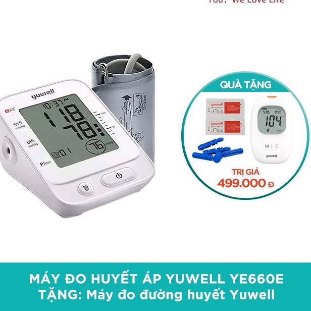 Máy đo huyết áp YUWELL YE660E  có giọng nói Việt tặng MÁY ĐO ĐƯỜNG HUYẾT YUWELL 710