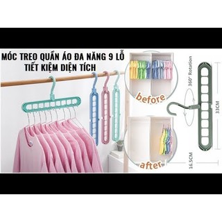 Bộ móc 9 lỗ thông minh siêu đa năng xoay 360 độ giúp tiết kiệm diện tích khu vực treo quần áo