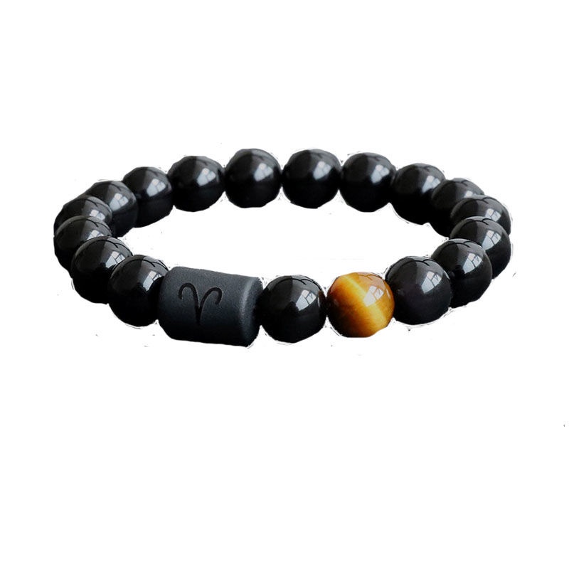 Vòng tay đính đá Obsidian thiết kế đơn giản cho nam và nữ