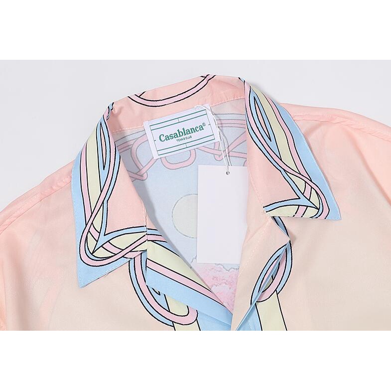 Casablanca Áo Sơ Mi cotton Ngắn Tay In Họa Tiết Thời Trang Dành Cho Nam Và Nữ