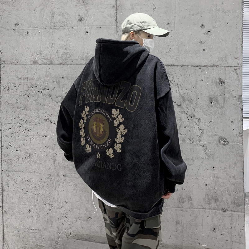 Áo hoodie IFNICEFUTURE tay dài dáng rộng phong cách retro thời trang thường ngày cho nam