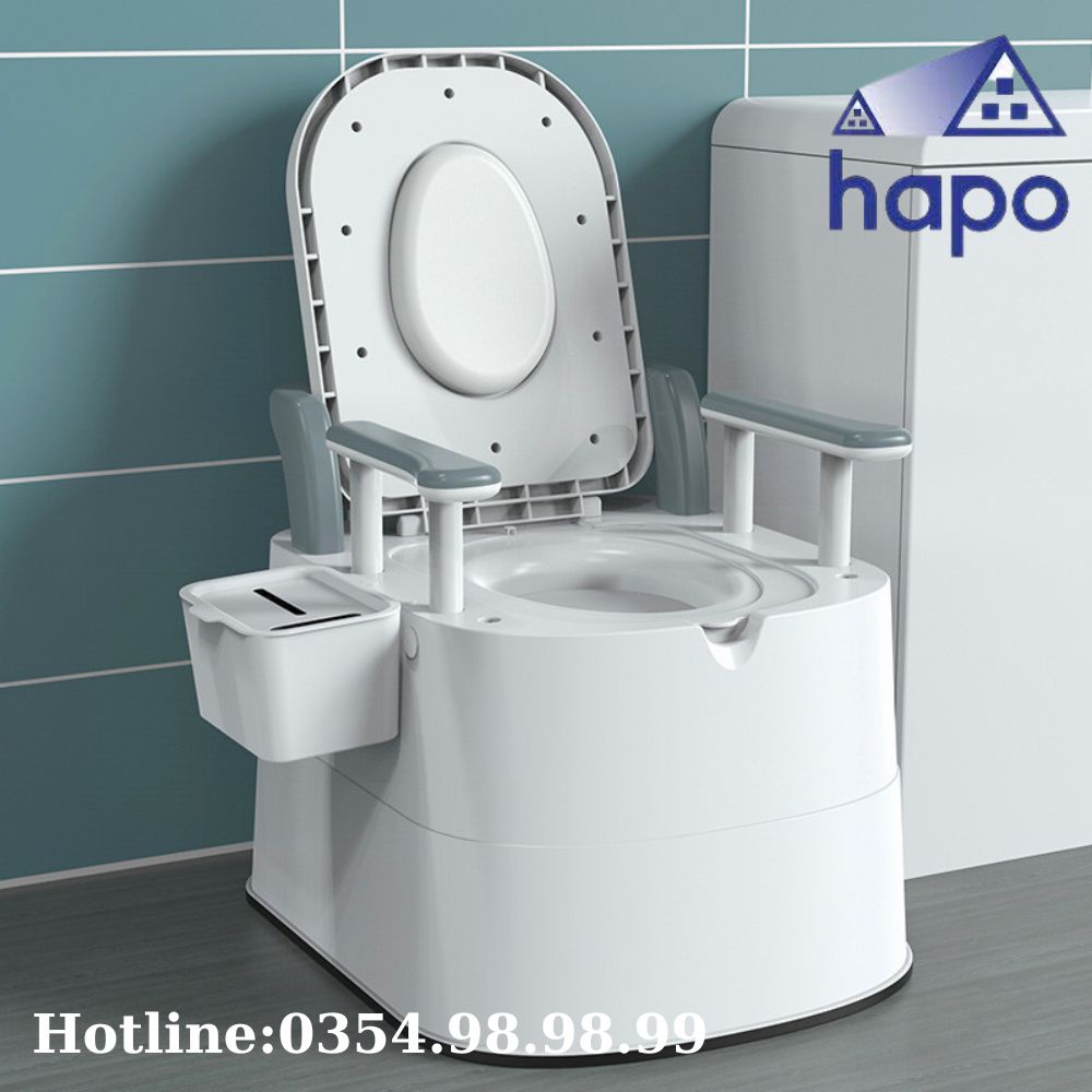 Bồn Cầu Di Động Tiện Ích Cho Người Già Trẻ Nhỏ, Bô Vệ Sinh Có Tay Vịn Chắc Chắn, Toilet Thông Minh
