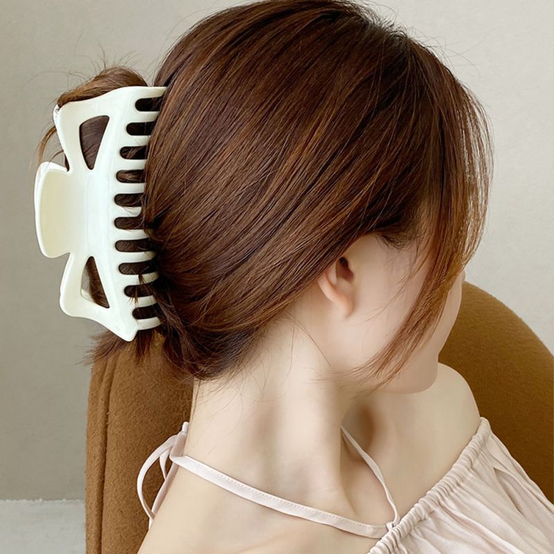 Kẹp Tóc / Kẹp Tóc Đuôi Ngựa Bằng Acrylic Màu Đen Nhám Phong Cách INS Đơn Giản Cho Nữ