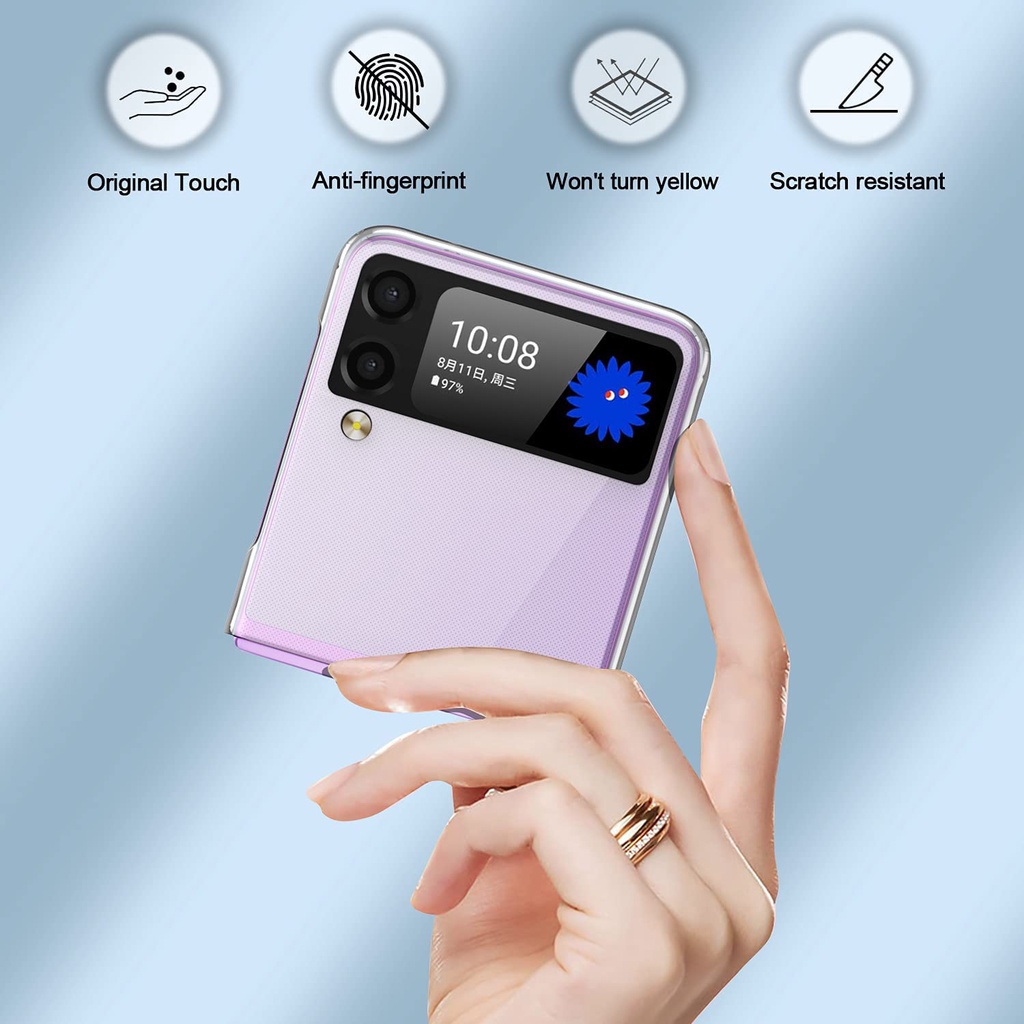 Ốp điện thoại TPU PC cứng trong suốt siêu mỏng chống trầy xước cho Samsung Galaxy Z Flip 3
