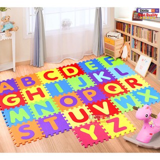 Bộ thảm xốp trải sàn 26 chữ cái lắp ghép, mỗi miếng 30x30cm, bé học nhận biết
