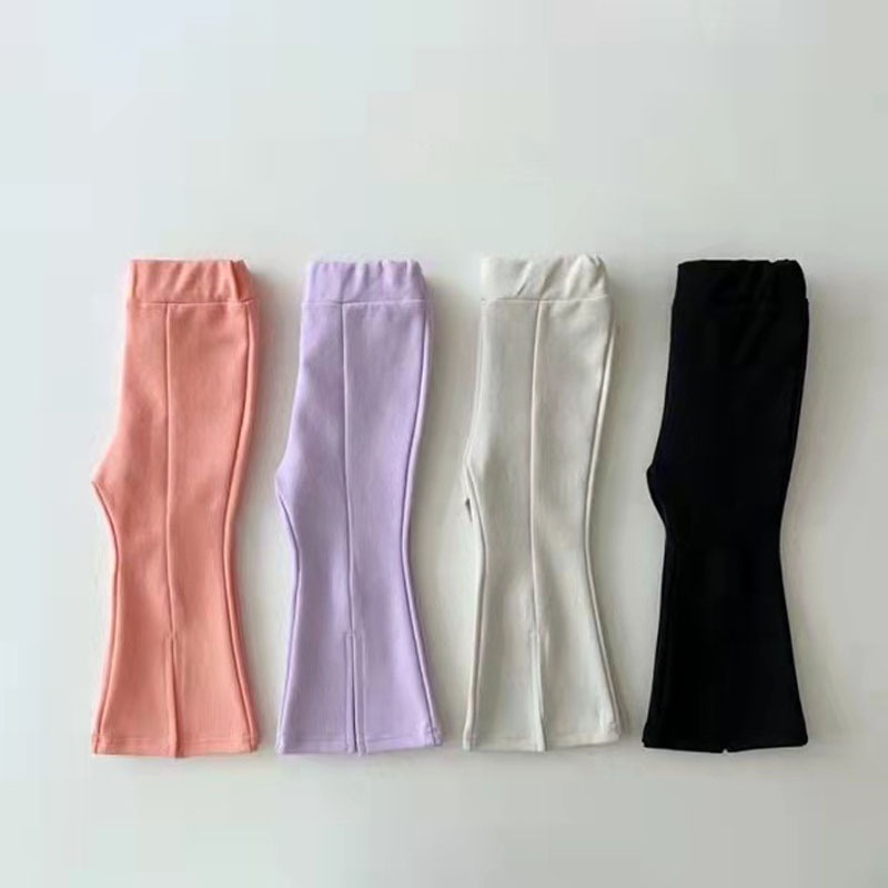 Korean style baby girl spring and autumn candy color flared pants fashion fashion match baby temperament split pants pants dhMC