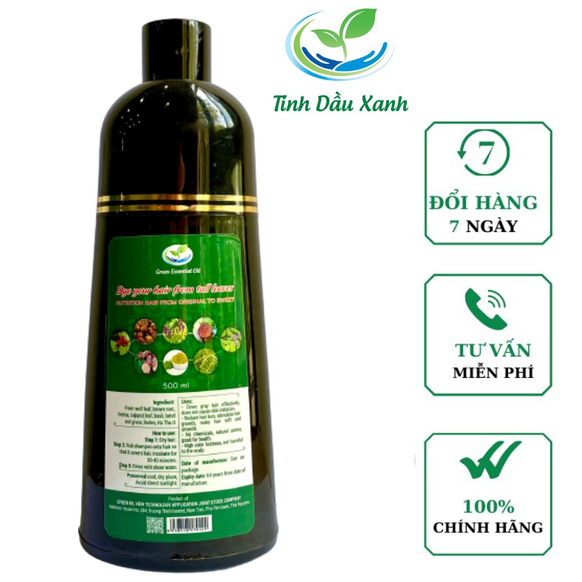 Nhuộm tóc Tinh Dầu Xanh dung tích 500 ml được làm từ cao lá cây