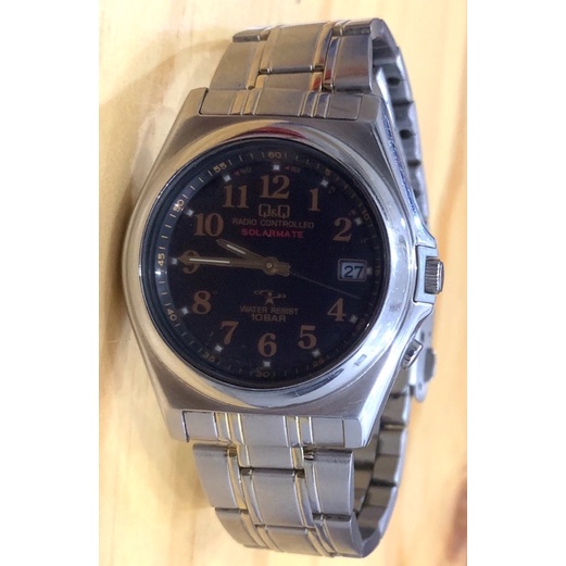 Đồng hồ nam Si Nhật.Máy Japan 100%.Pin Solar.Radio Control.Hiệu Citizen Q&Q.Size 40.Dây khoá Zin.Hàng VIP