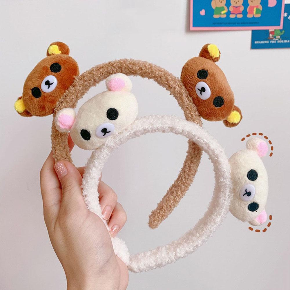 Băng Đô Cài Tóc Rửa Mặt Trang Điểm Hình Thú Nhồi Bông Màu Ngà Dễ Thương Cho Bạn Gái