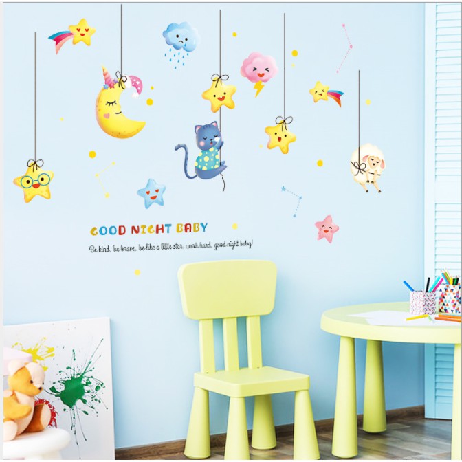 Decal trang trí phòng cho bé Chúc bé ngủ ngon_Goodnight baby 124