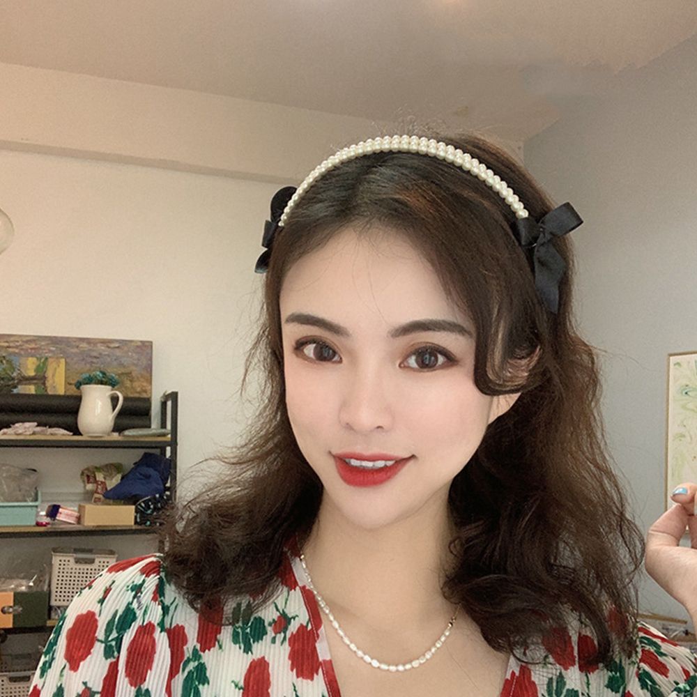 Băng đô nơ đính ngọc trai giả phong cách Hàn Quốc sang trọng cho nữ