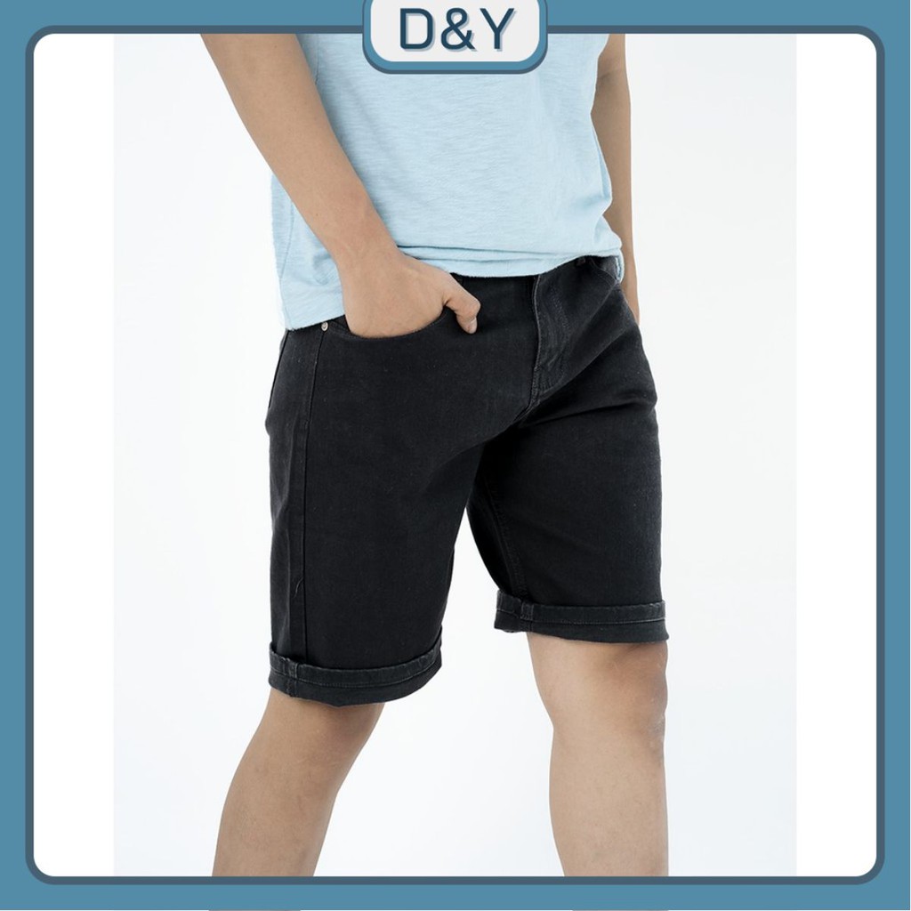 Quần short jean Nam cao cấp ôm co giãn đen trơn phong cách năng động trẻ trung