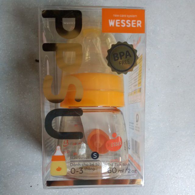 Bình sữa Wesser PPSU 60ml cổ hẹp