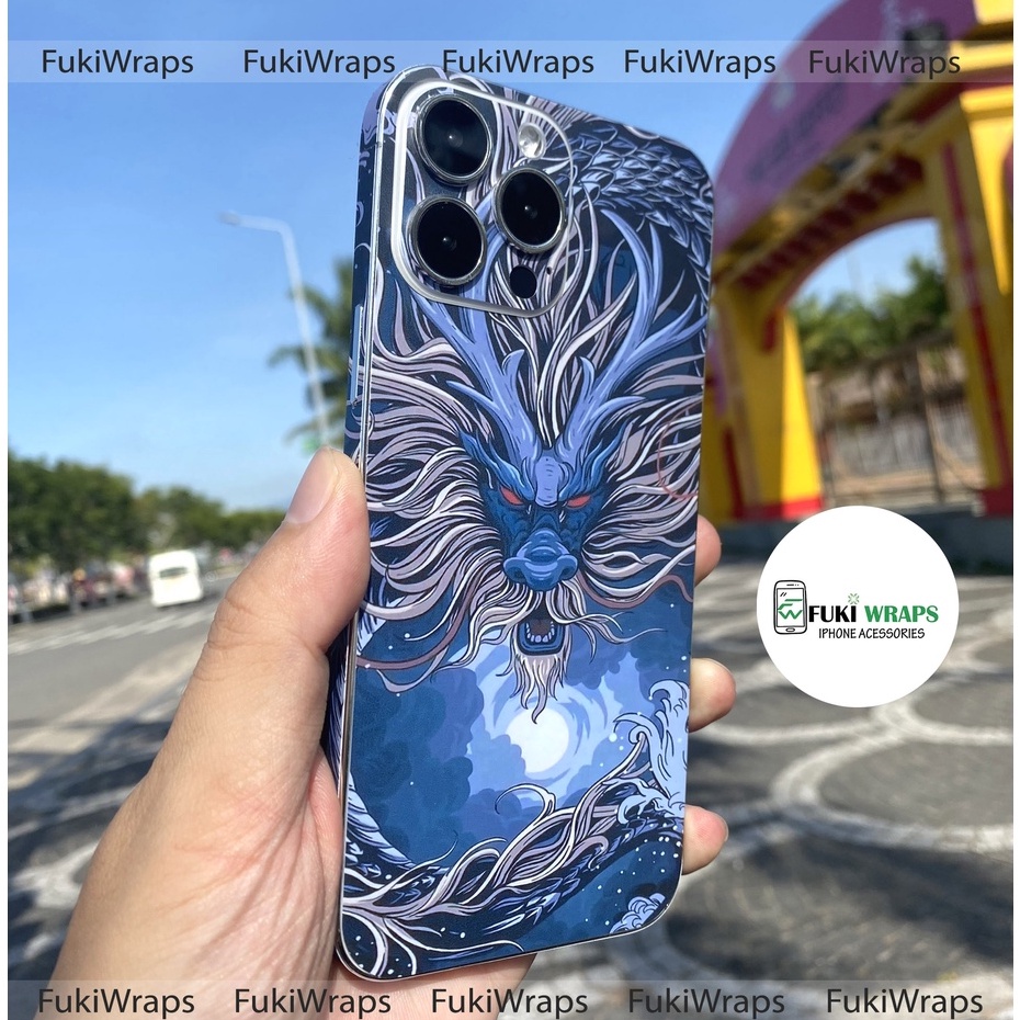 Tấm dán Skin Mặt Sau Rồng Xanh FULL VIỀN Dành Cho 13prm , 12prm , 11prm , x , xsm , ip11 , ip12 , ip13 - FukiShop