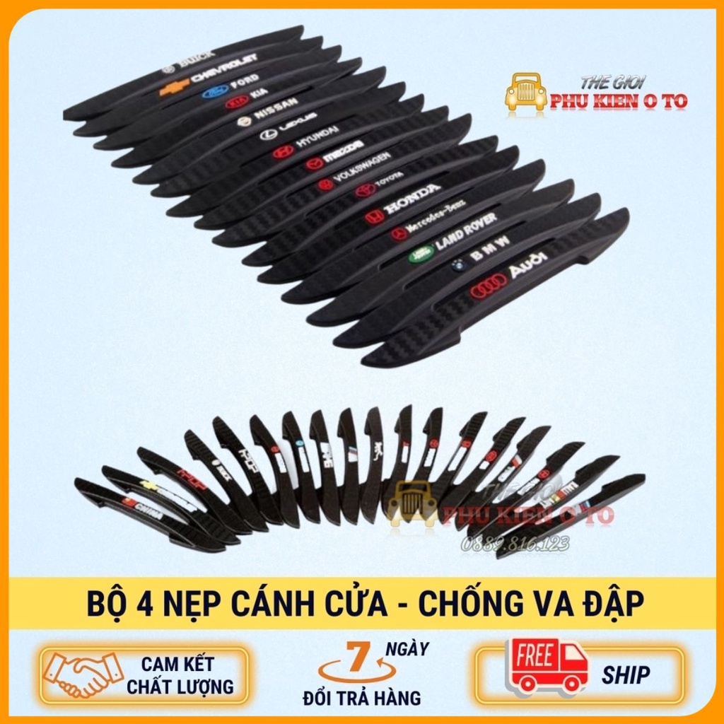 [Mã LIFEAUMAY giảm 10% tối đa 30k đơn 150k] Bộ 4 Cánh Nẹp Cửa Chống Va Đập, Chống Xước Cửa Xe Ô Tô Các Hãng Xe