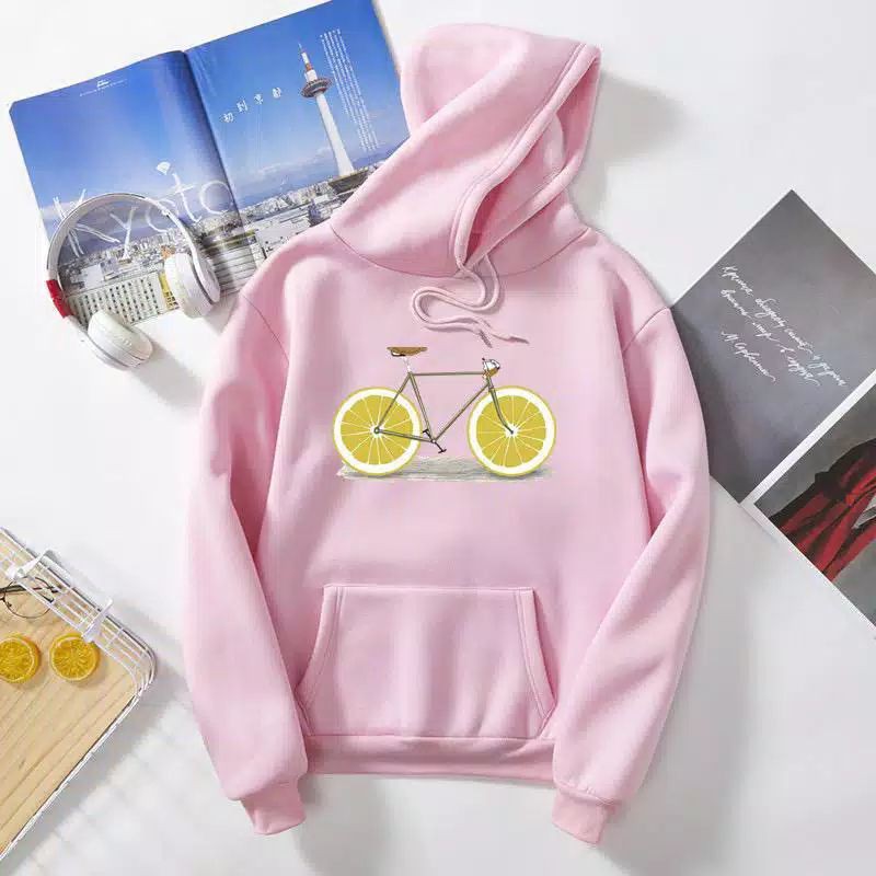 Áo Khoác Hoodie Họa Tiết Quả Chanh Dễ Thương Cho Bé Gái Từ 8-13 Tuổi