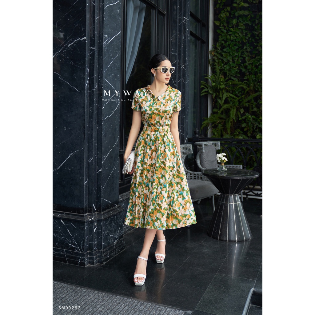 Đầm Hè Nữ MY WAY Dáng Xòe Chất Liệu Lụa Satin Sang Trọng 6MD0292b