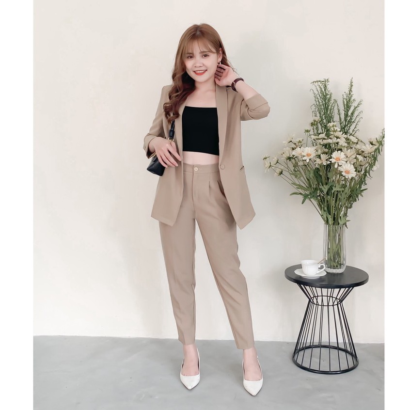Quần âu nữ, quần baggy nữ màu nâu Bazzi cao cấp đứng form chống nhăn không bai xù - ẢNH THẬT