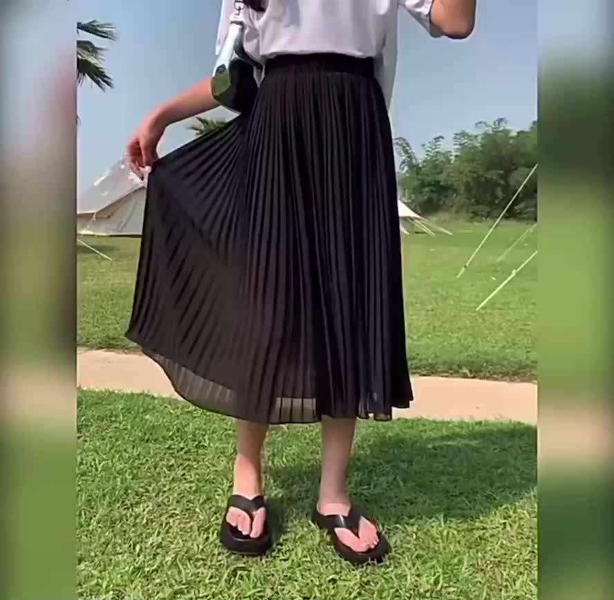 Chân váy dáng dài dập ly đơn giản (Video + Hình thật + trắng vải voan cao cấp) | BigBuy360 - bigbuy360.vn