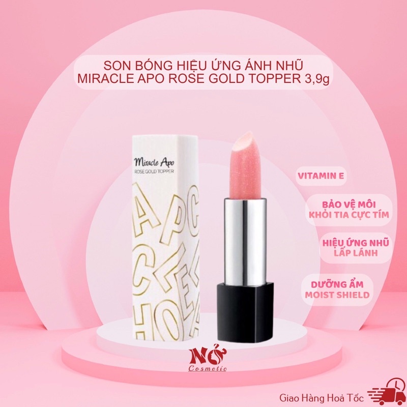 Son bóng hiệu ứng ánh nhũ Miracle Apo Rose Gold Topper 3.9g